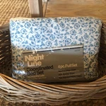 Vintage Full Sheet Set Nip Williamsburg Blue Floral 50/50 Percale Night Line. Fixed Price $59.00.