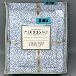 William Morris & 4PC King Sheet Set Luxurious Cotton Blue White Tan Leaves. Fixed Price $116.99.