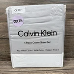 Calvin Klein 4-PIECE Queen Sheet Set 300 Tc 100% Cotton Sateen Weave Gray Nwt. Fixed Price $79.00.