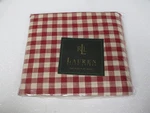 Ralph Lauren Cold Spring Red Cream Gingham Checked Flat Sheet - King. Fixed Price $249.99.