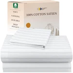 California Design Den Stripe Twin Sheets Set, 100% Cotton 12" Pocket Siz.... Fixed Price $64.02.