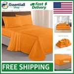 Elegant 4-PIECE King Microfiber Bed Sheet Set With Embroidered Detail, Orange. Fixed Price $30.59.