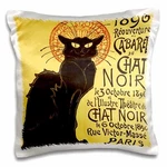 3DROSE Vintage French Chat Noir Black Cat Art 16X16 Inch Pillow Case. Fixed Price $13.99.