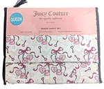 Juicy Couture Queen 6PSC Bed Sheet Set Bows, Keys And Hearts. Fixed Price $53.99.