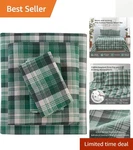 Woolrich 100% Cotton Queen Flannel Sheet Set In Classic Green Plaid - 4 Pieces. Fixed Price $89.99.