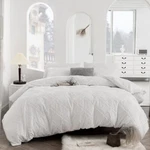 Us 3PCS Tufted White Boho Duvet Cover Queen King Size Chic Bedding Comforter Set. Fixed Price $34.98.