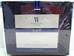 Wamsutta 500 Thread Pima Cott Twin Sheet Set Navy Stripe, New. Fixed Price $99.99.