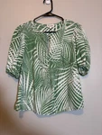 Panama Jack Blouse Tropical Green Resort Wear Beach Coastal Casual Nautical. Fixed Price $14.99.