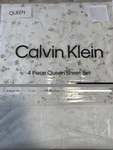 Calvin Klein 300 Tc Queen Sheet Set 4 Piece Floral Branches Sateen Weave White. Fixed Price $74.99.