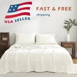100% France Linen Sheets 4 Pcs Set Flat Fitted 2 Pillowcases. Fixed Price $229.99.