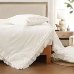White Ruffle Comforter King Set 3PC Shabby Chic Boho Bedding Coquette Farmhouse. Fixed Price $119.00.