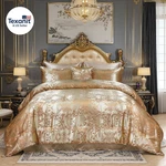 Queen Size 8-PIECE Jacquard Comforter Set With Satin Sheets Elegant Coordi. Fixed Price $160.57.
