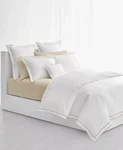 Ralph Lauren Spencer Cotton Sateen Border Queen Duvet Cover White/flax $335. Fixed Price $190.00.