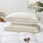 2 Pack Gusset 75% White Down Pillows, 100% Organic Cotton, King Queen. Fixed Price $114.99.