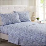 Mellanni Sheet Set Floral Print Deep Pocket Microfiber - Paisley Blue/gray. Fixed Price $42.97.