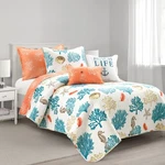 Lush Decor Coastal Reef Feather Reversible Quilt Set, 5 Piece Twin/ Twin.... Fixed Price $111.77.