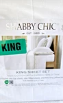 Shabby Chic King Sheet Set White 100% Cotton Embroidered Scallop Dot New. Fixed Price $94.99.