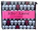 Betsey Johnson Full Sheet Set Skull Pattern Pink Black Bedding Halloween New Nwt. Fixed Price $36.99.