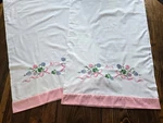 Set Of 2 Vintage His Hers Floral Embroidered Standard Handmade Pillowcases. Fixed Price $17.24.