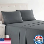 Clara Clark Premier 1800 Series 4-PIECE Bed Sheet Set, Deep Pocket, Gray. Fixed Price $43.55.