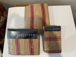 Rare Ralph Lauren Jardiniere Bertrand Red Striped 4PC Sheet Set - King. Fixed Price $550.00.