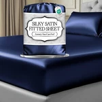 Decolure Queen Satin Fitted Sheet 15" Deep Pocket Hypoallergenic Wrinkle-free. Fixed Price $31.59.