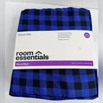 Nwt Room Essentials Microfiber Sheet Set Twin Xl Blue Buffalo Plaid Bedding. Fixed Price $21.00.