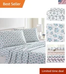 4-PIECE Luxury Light Blue Roses Bedding Set, Deep Pocket For Full Mattress. Fixed Price $33.99.
