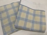 Vtg Liz Clairborne Villager Queen 2 Pc Blue Yellow Plaid Cotton Sheet Set 10"PKT. Fixed Price $30.00.