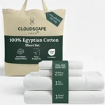 Cooling Egyptian Cotton Sheet Set 4-PIECE, Fits 17" Deep Mattress White. Fixed Price $125.99.