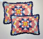 SET/2 The Pioneer Woman Shams King Starlight Patchwork Quilted Ruffle Red Multi. Fixed Price $13.59.
