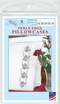 Jack Dempsey Stamped Pillowcases W/white Perle Edge 2/PKG-RIBBONS & Roses. Fixed Price $17.92.