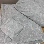 Lauren Ralph Queen Sheet Set Grey Light Blue Paisley Cotton 3PC. Fixed Price $71.99.