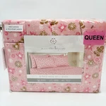 Nanette Lepore Queen 6 Piece Sheet Pink Gingerbread Holiday Poinsettia. Fixed Price $60.00.
