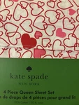 Kate Spade Queen Sheet Set 100% Cotton Percale Pink Red Outline Heart White New!. Fixed Price $39.99.