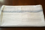 Serena & Lily White Queen Flat Sheet Luxury 100% Cotton Gray Border Never Used. Fixed Price $55.00.