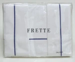Frette One Bourdon King Percale Luxury Sheet Set 4PC White/navy. Fixed Price $429.00.