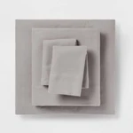 New Threshold Flannel Sheet Set Full Gray Solid 100% Cotton Four Piece Nip. Fixed Price $14.99.