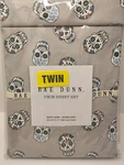 Rae Dunn Halloween Twin Sheet Set Sugar Skull Skeleton Flower Gray 3PC. Fixed Price $39.95.