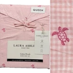 4 Pc Laura Ashley Pink Sea Turtle Gingham Queen Sheet Set Beach Coastal Ocean. Fixed Price $89.99.
