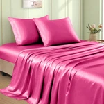 Vacvelt 4PCS Hot Pink Satin Sheets Size Bed Set, 15 Queen,. Fixed Price $34.52.