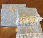 Barbara Brody Martex Full Sheet Set Floral Ruffle Blue Daisy Fitted Flat 1-CASE. Fixed Price $19.55.