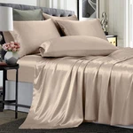 Treely 6 Piece Size Taupe Silk Set With Flat Sheet, Queen,. Fixed Price $49.99.