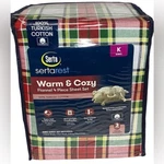 Serta Flannel King Sheet Set Heavy Tartan Plaid Soft Cozy Cotton Holiday. Fixed Price $100.00.