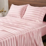 Bedelite Satin Cal King, Luxury Jacquard Striped Pink Bedsheets Set With. Fixed Price $57.31.