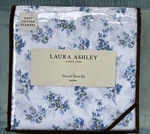 New Laura Ashley Queen Flannel Sheet Set Audrey Blue Gray White Floral. Fixed Price $119.99.