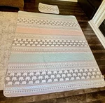 Lush Pink-and-turquoise Elephant Striped 2-PIECE Quilt Bed Set, Reversible. Fixed Price $35.00.