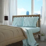 Setaluna Premier Soft And Silky Satina Bed Sheet Set, King, Light Blue. Fixed Price $44.99.