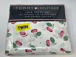 Tommy Hilfiger Twin Cotton Sheet Set Cherries Cherry Print 200 Thread Ct. Fixed Price $48.48.