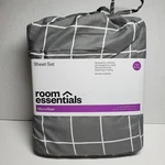 New- Room Essentials Microfiber Sheet Set Gray/white Grid Twin/twin Xl Fast. Fixed Price $22.99.